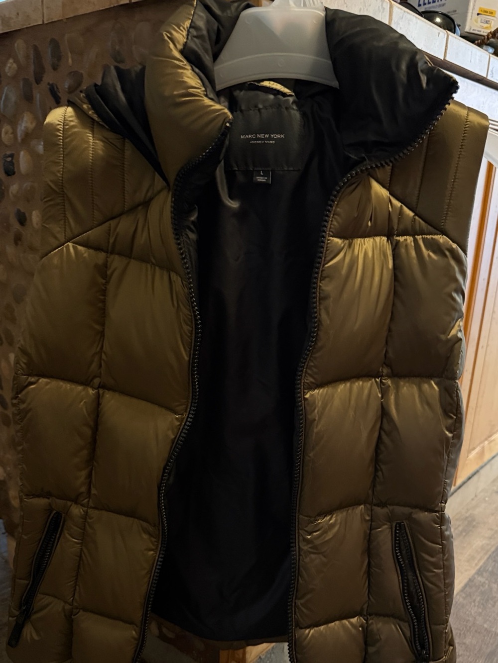 Marc New York Olive Green Quilted Puffer Vest